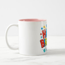 Taza Bicolor "Personalizado colorido feliz cumpleaños con nubes