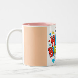 Taza Bicolor "Personalizado colorido feliz cumpleaños con nubes