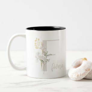 Taza Bicolor Personalizado Cushion de flor silvestre blanca y n