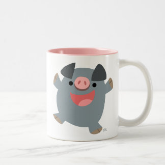 Taza Bicolor Personalizado Cute Bouncy Pig Mug