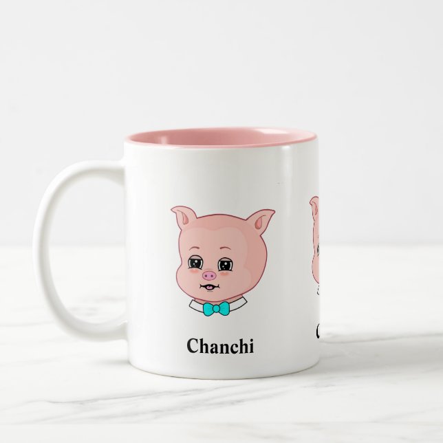 Taza Bicolor Personalizado Cute Chanchi Pig (Izquierda)