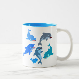 Taza Bicolor Personalizado Cute Dolphin Pod