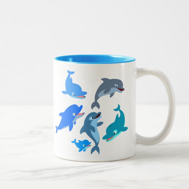 Taza Bicolor Personalizado Cute Dolphin Pod (Derecha)