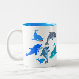 Taza Bicolor Personalizado Cute Dolphin Pod