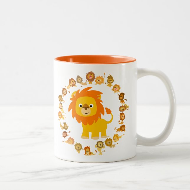Taza Bicolor Personalizado Cute Lion Mandala Mug (Derecha)