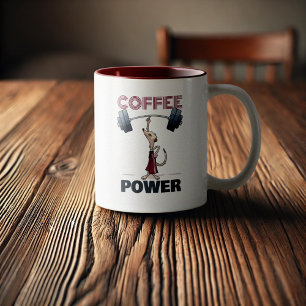 Taza Bicolor Personalizado Cute Meerkat Coffee Power Halterofil