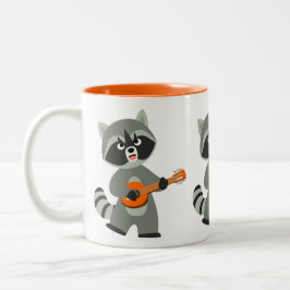 Taza Bicolor Personalizado Cute Raccoon Jugando Banjo