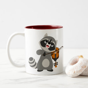 Taza Bicolor Personalizado Cute Raccoon Jugando Violin