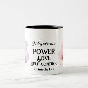 Taza Bicolor Personalizado Dainty Pink Floral Biblia Verse Insp