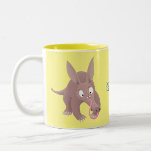 Taza Bicolor Personalizado de aardvark gracioso
