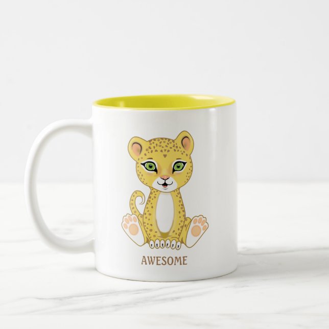 Taza Bicolor Personalizado de animales leopardos salvajes (Izquierda)