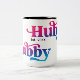 Taza Bicolor Personalizado de Aniversario de Pareja Hubby Boda