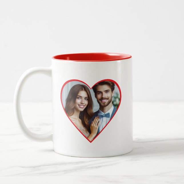 Taza Bicolor Personalizado de Aniversario Personalizado Foto Co (Izquierda)