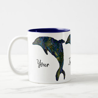 Taza Bicolor Personalizado de arte de delfines abstractos color