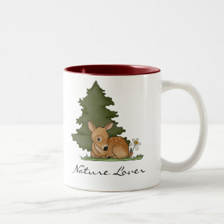 Taza Bicolor Personalizado de arte de los ciervos Fawn dibujand