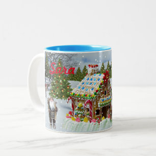 Taza Bicolor Personalizado DE CASA GINGERBREAD DE CAFÉ DE DOS T