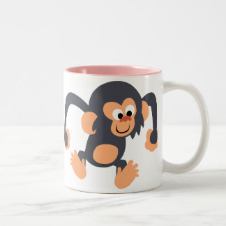 Taza Bicolor Personalizado de Cute Bouncy Chimpanzee Mug
