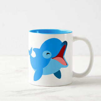 Taza Bicolor Personalizado de Cute Laughin Dolphin