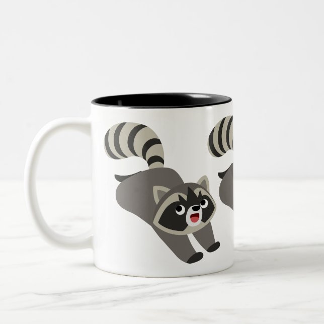 Taza Bicolor Personalizado de Cute Prankish Raccoon (Izquierda)