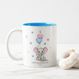 Taza Bicolor Personalizado de elefante lindo   T de San Valent