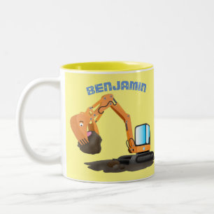 Taza Bicolor Personalizado de excavadora de naranja cúpula