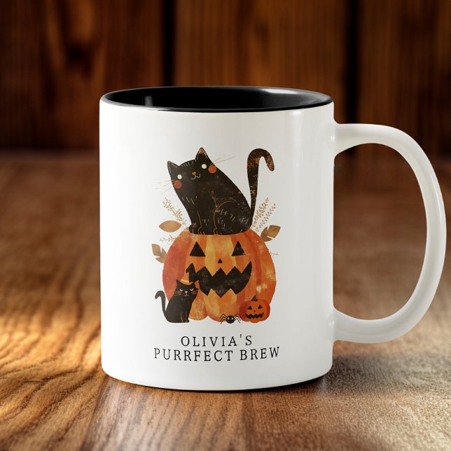 Taza Bicolor Personalizado de gatos de Halloween (Subido por el creador)