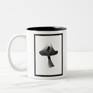 Taza Bicolor Personalizado de Ilustracion de hongos blancos y n