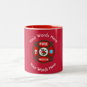 Taza Bicolor Personalizado de la Cruz de Rescate de Incendios