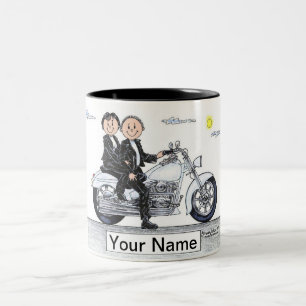 Taza Bicolor Personalizado de la pareja de motociclistas por Pr