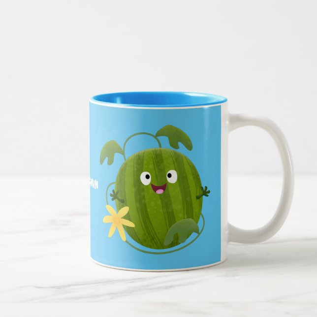 Taza Bicolor Personalizado de la sandía sonriente alegre (Derecha)