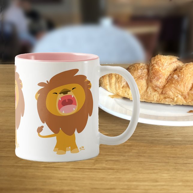 Taza Bicolor Personalizado de león lindo y fuerte (Subido por el creador)