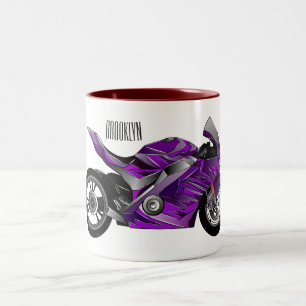 Taza Bicolor Personalizado de motocicleta Purple