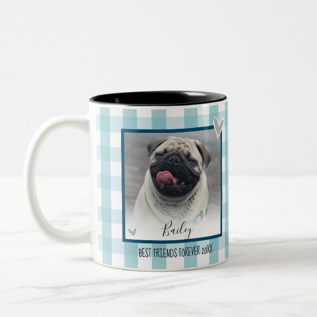 Taza Bicolor Personalizado de nombre de dos Mascotas fotográfic (Izquierda)