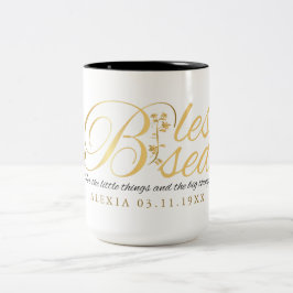 Taza Bicolor Personalizado de oro Caligrafía Nombre regalo de A