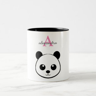 Taza Bicolor Personalizado De Oso De Panda Cute Monograma De Do