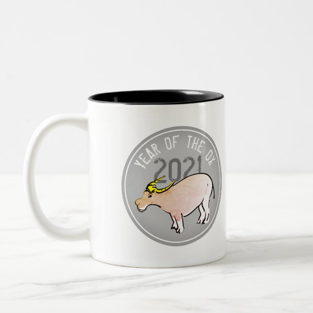 Taza Bicolor Personalizado de Ox Año Nuevo Chino 2021 (Izquierda)