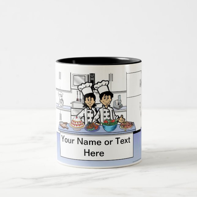 Taza Bicolor Personalizado de pareja de Chef personalizado (Centro)