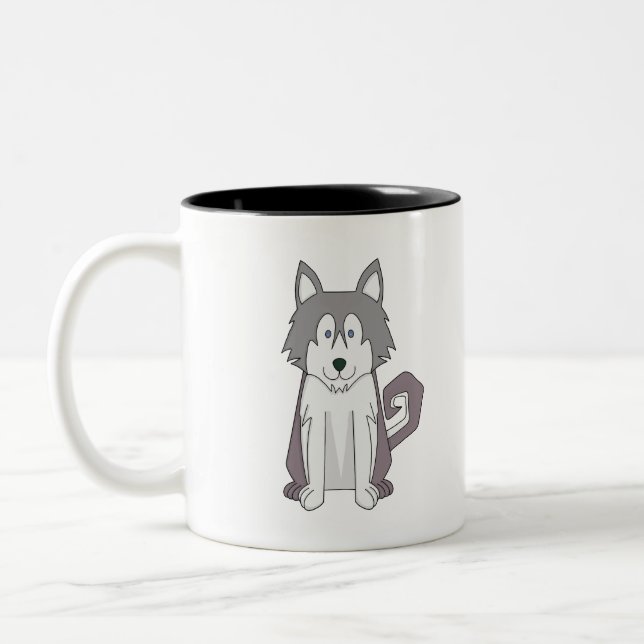 Taza Bicolor Personalizado de perro asombroso Husky Siberiano (Izquierda)