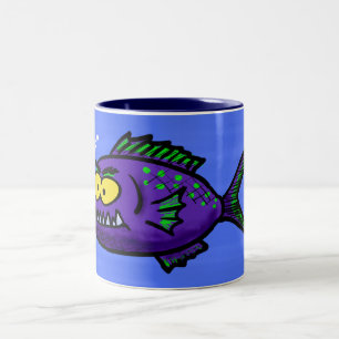 Taza Bicolor Personalizado de pescado piraña