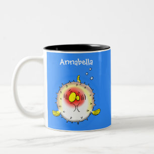 Taza Bicolor Personalizado de pescado porcupy de marisco de pur