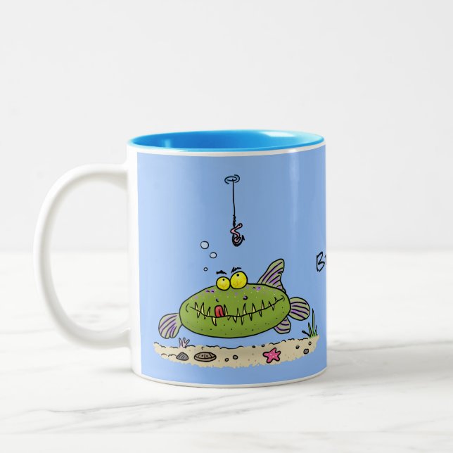 Taza Bicolor Personalizado de pescadores de peces gordos y hamb (Izquierda)