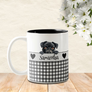 Taza Bicolor Personalizado de pug de color de agua de mamá perr