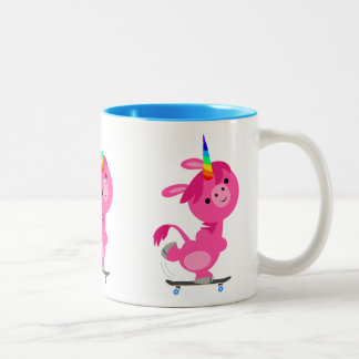 Taza Bicolor Personalizado de Skateboarding de Cute Unicorn