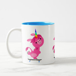 Taza Bicolor Personalizado de Skateboarding de Cute Unicorn