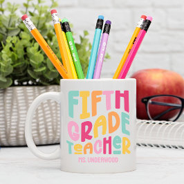 Taza Bicolor Personalizado de texto colorido de quinto grado de