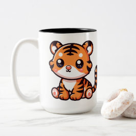 Taza Bicolor Personalizado de tigre sentado con un bebé