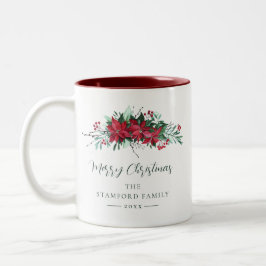 Taza Bicolor Personalizado de vacaciones de Navidades florales