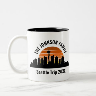 Taza Bicolor Personalizado de vacaciones de Seattle Skyline Sun