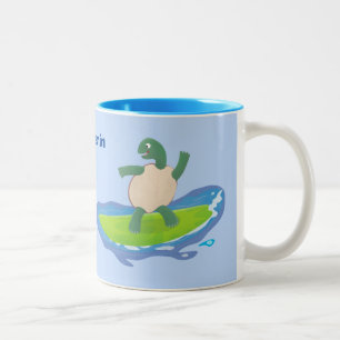 Taza Bicolor Personalizado divertida de la ola de tortugas