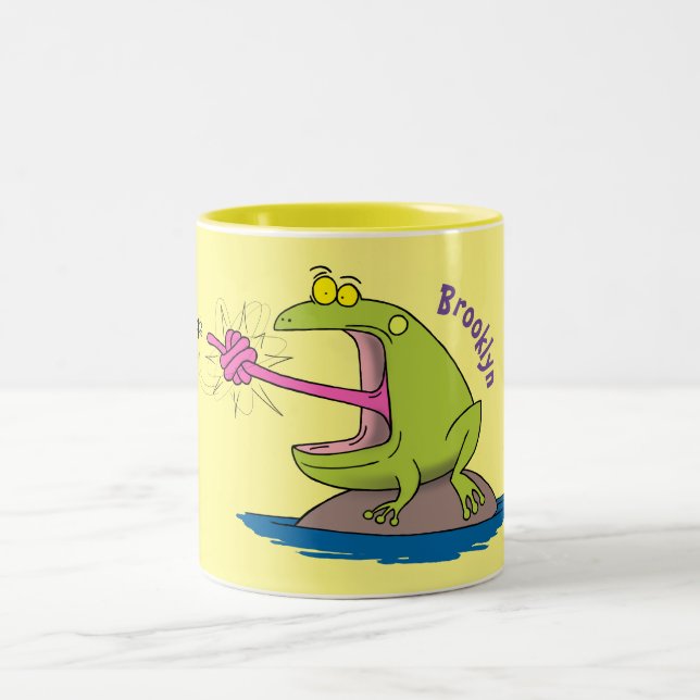 Taza Bicolor Personalizado divertida de rana y mosca (Centro)